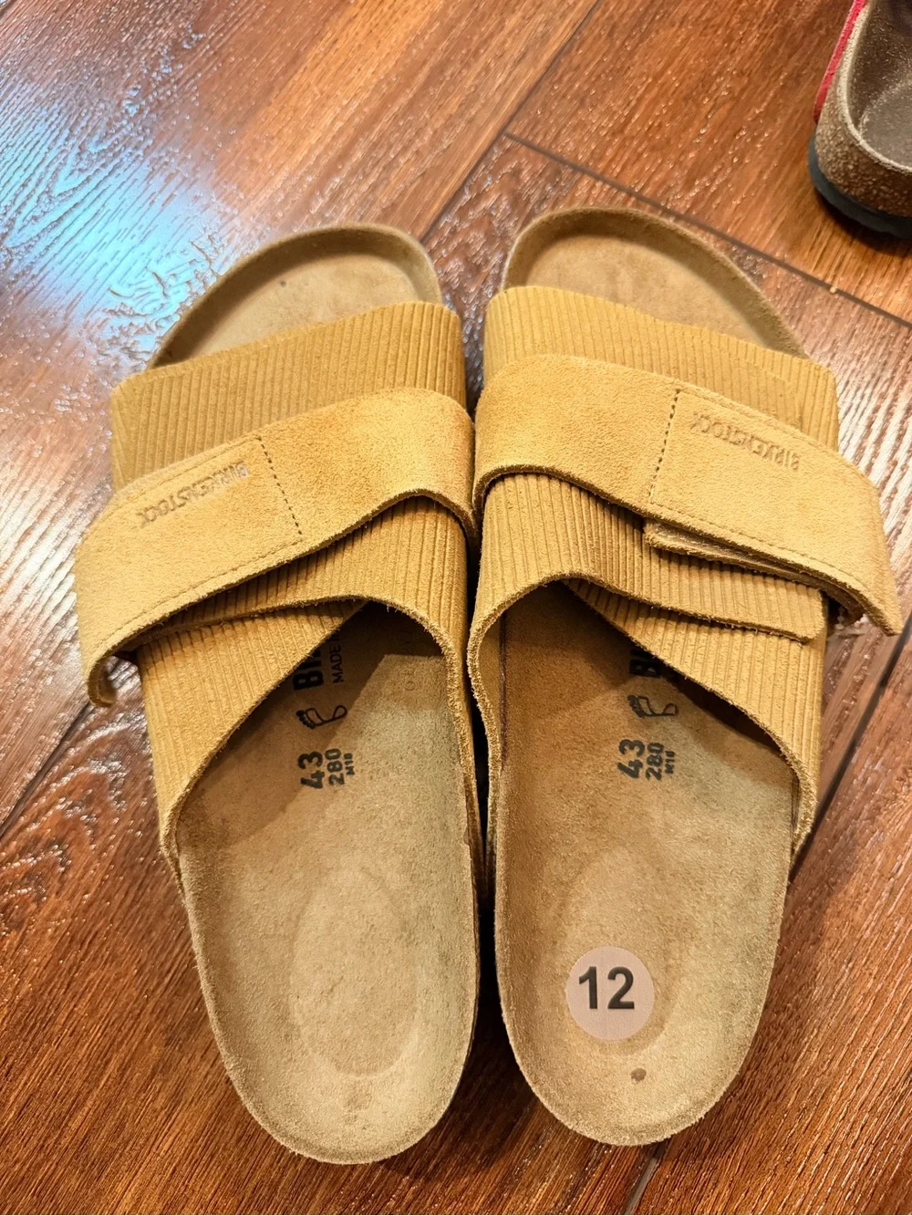 Birkenstock Men's Adjustable Suede Slide Sandals in Camel Tan